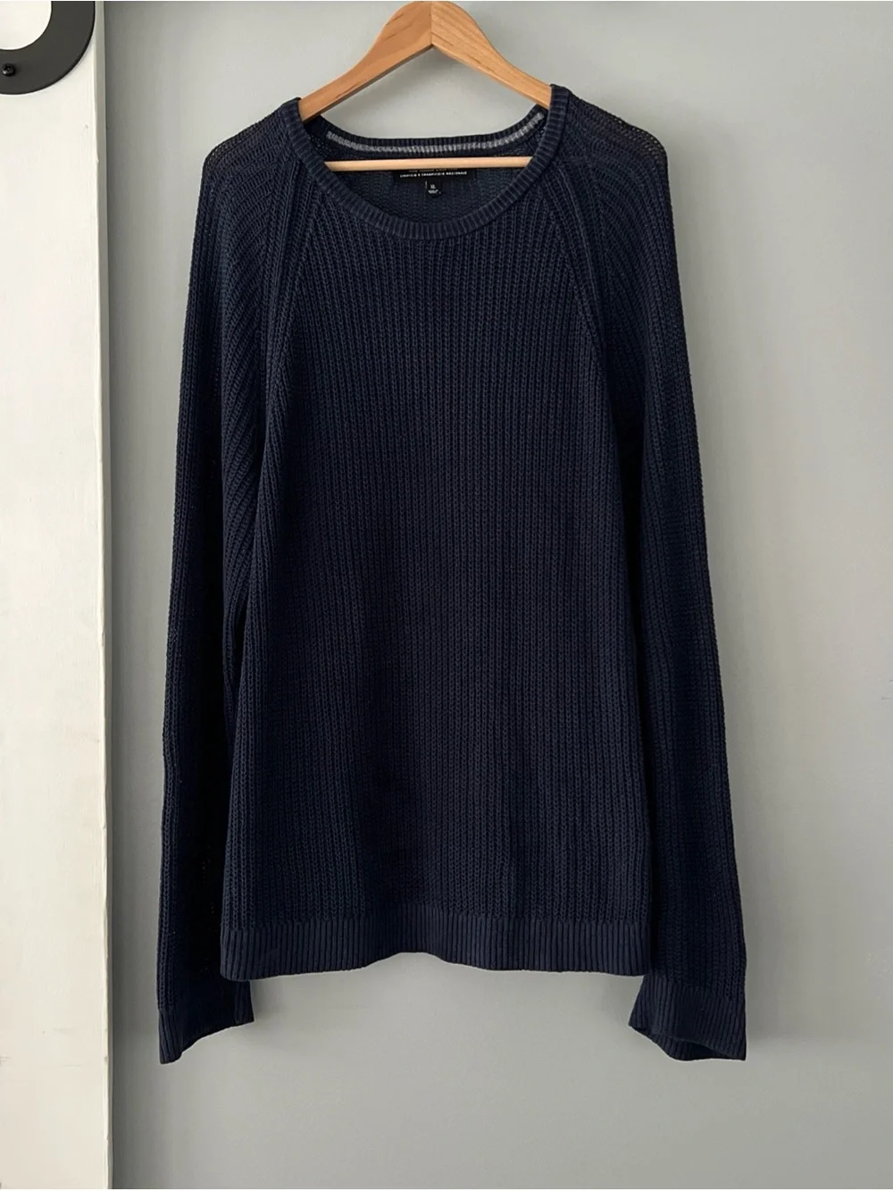 Banana Republic Italian Linen Sweater Navy Blue Men’s XL Fishnet Loose Knit
